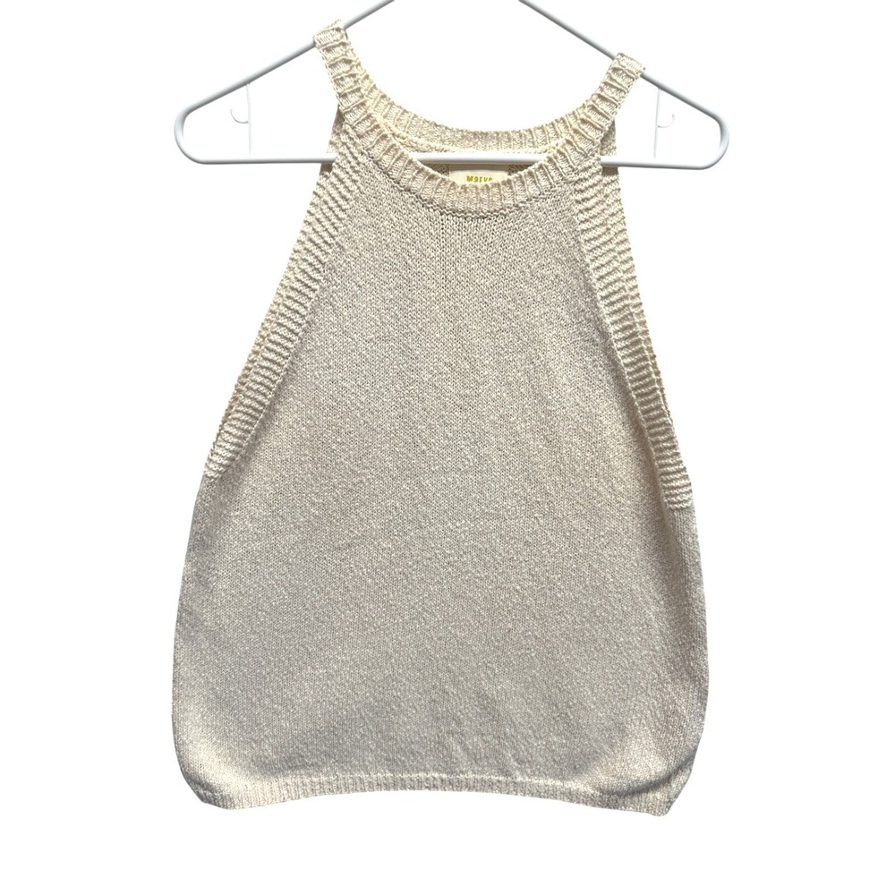 Anthropologie Maeve Ivory/Cream Sleeveless Halter Knit Sweater L Beach Loganlook - Picture 1 of 8